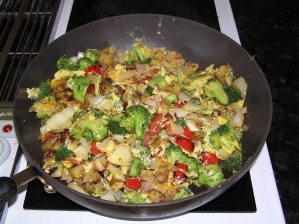 Potato, Red Pepper, Broccoli and Onion Omelet