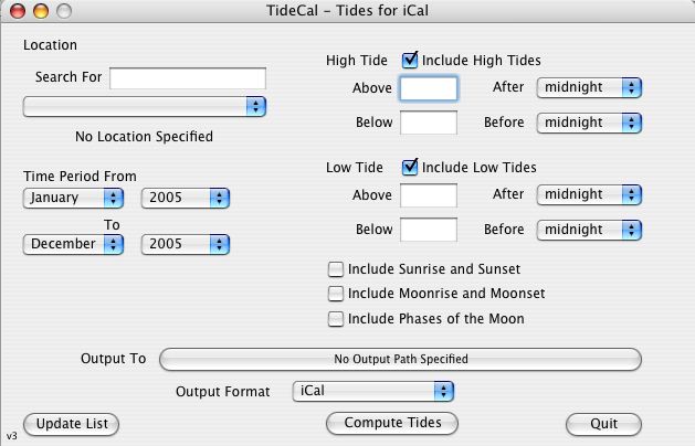 Screen Image of Tidecal